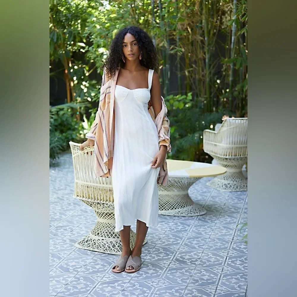 NEW FREE PEOPLE BEACH AVIVA RIBBED MIDI DRESS